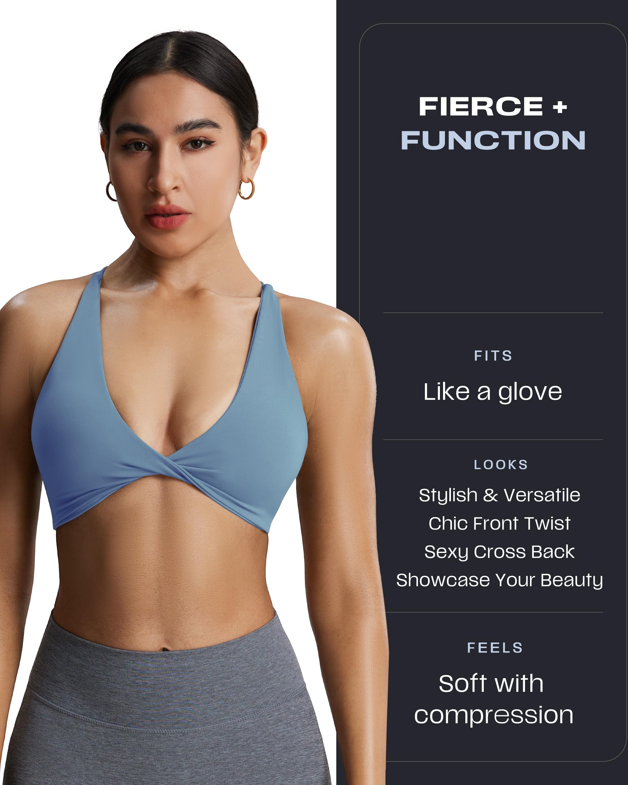 Aoxjox Women's Workout Sports Bras Fitness Sienna Low Impact Bra Yoga Crop Tank (Mykonos Blue, X-Small)