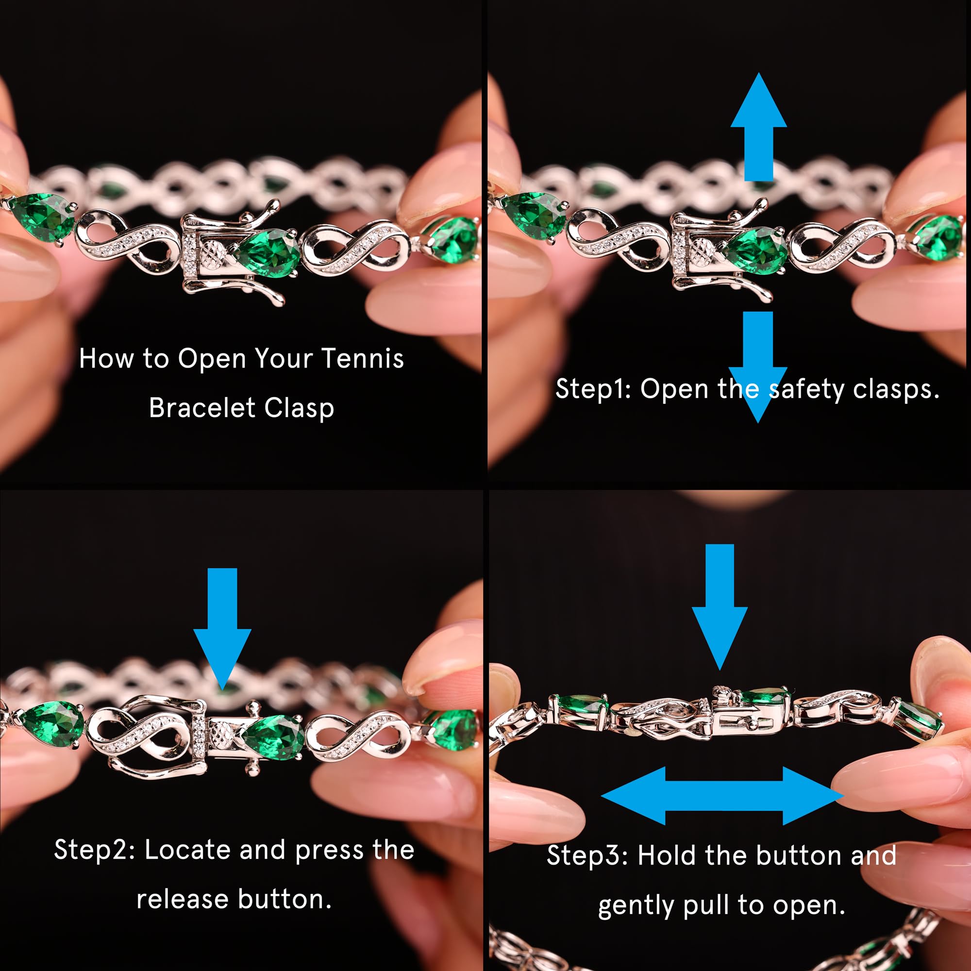 FANCIME Emerald Tennis Bracelets May Birthstone Sterling Silver Infinity Bracelet Green Pear Shape Gemstone Fine Jewelry Birthday Mothers Day Gifts for Women Mom
