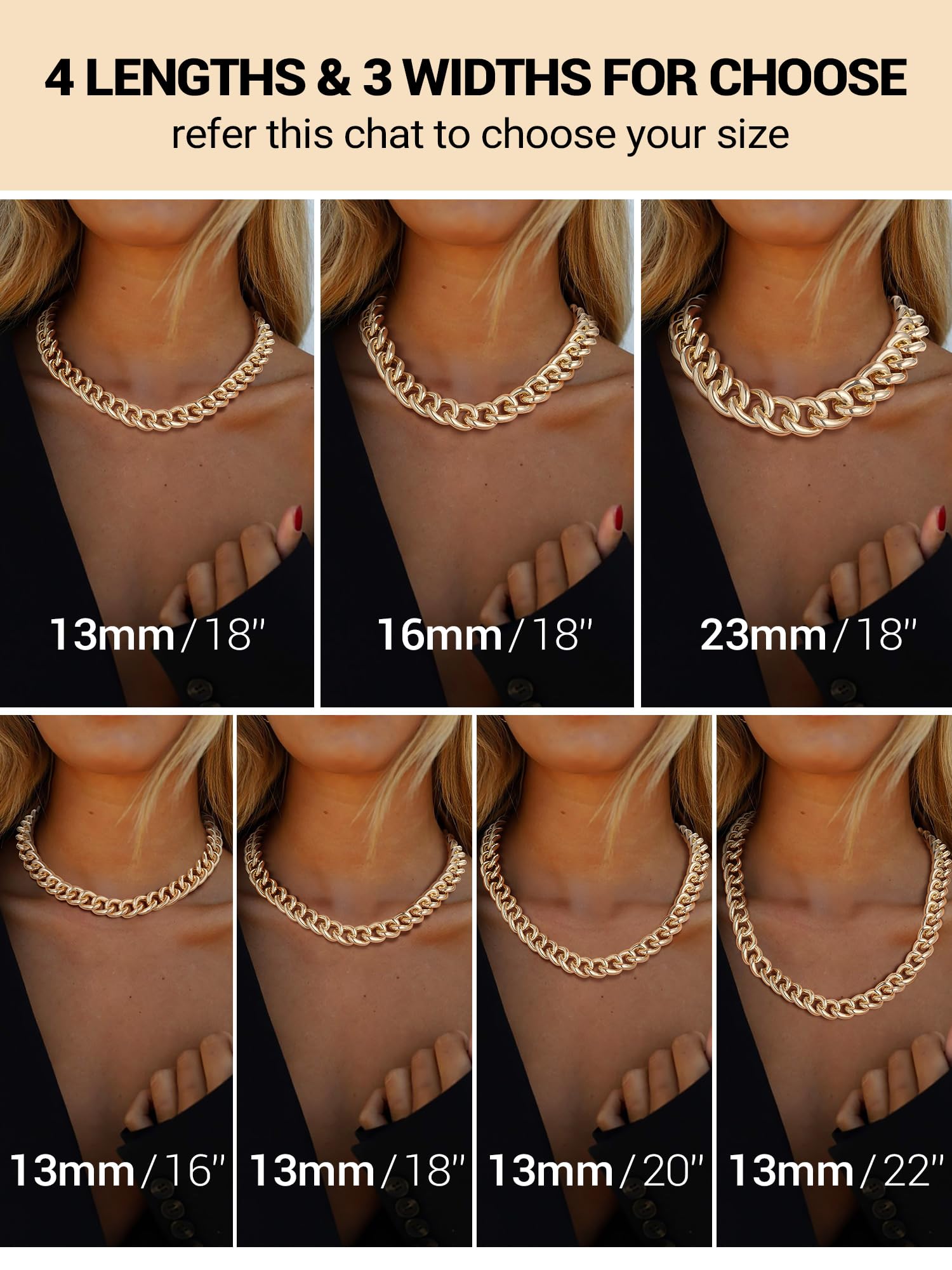 PROSTEEL Chunky Gold Necklace for Women, 14K Gold Cuban Choker with Oval Spring Ring, Fashion Lightweight Gold Chain Jewlry Gifts 16mm-16 inches