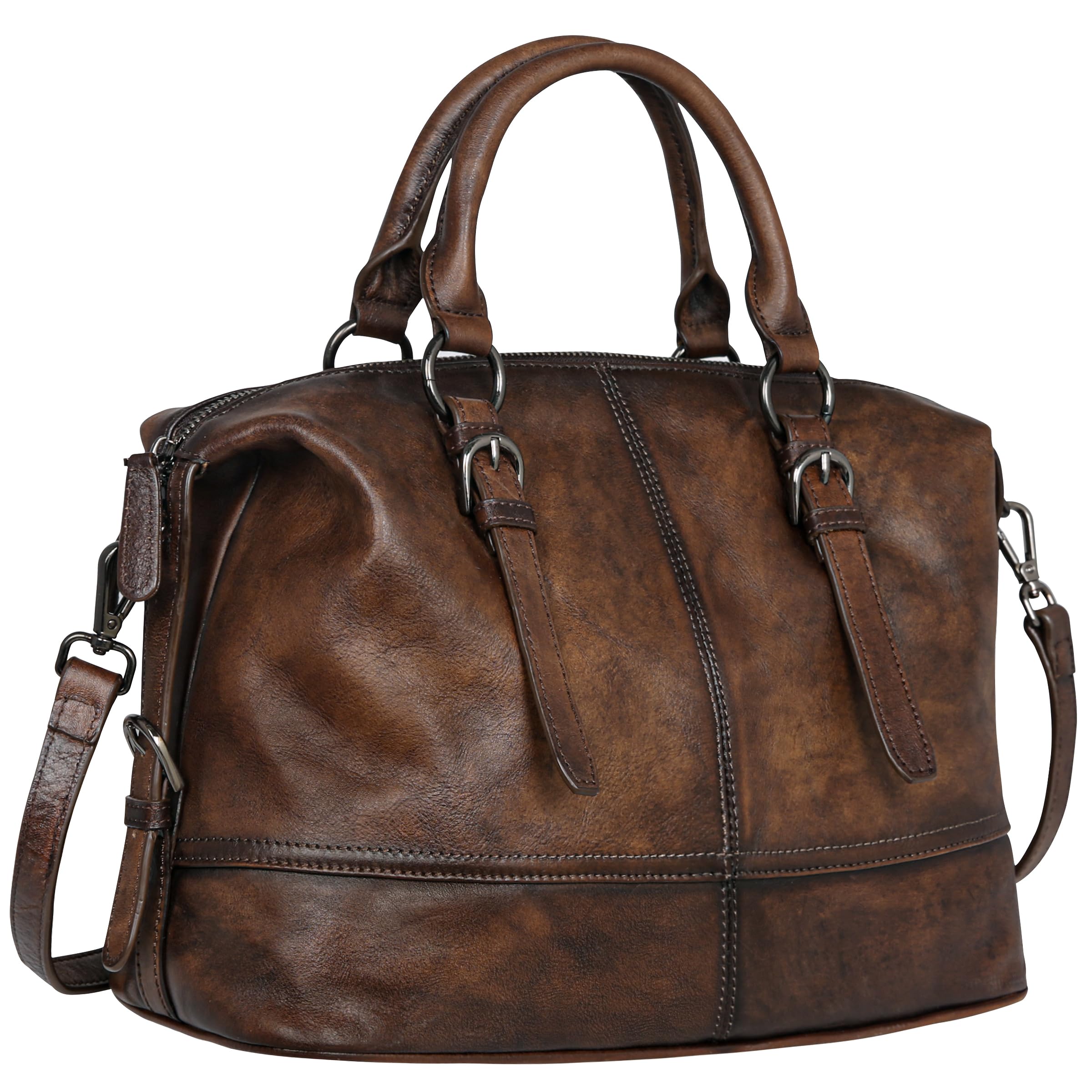 HESHE Leather Tote Bag Shoulder Purses for Women Satchel Handbags(Coffee)