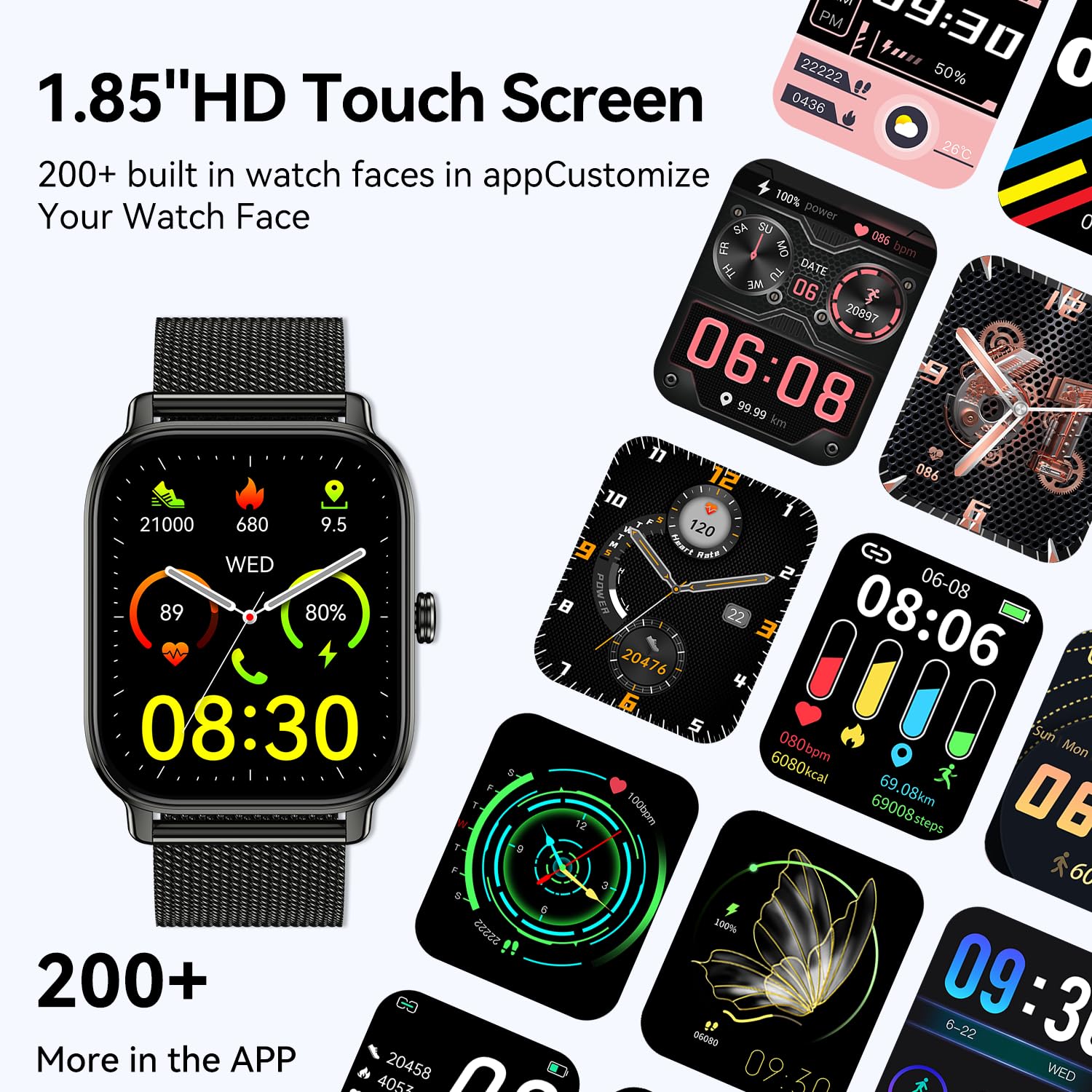 Smart Watch for Men Women Fitness: Waterproof Make Answer Call Running Smartwatch for Android Phone iPhone Samsung Compatible Digital Mens Watches SpO2 Sleep Heart Rate Monitor Step Pedometer Tracker