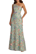 One Shoulder Lace Embroidered Gown