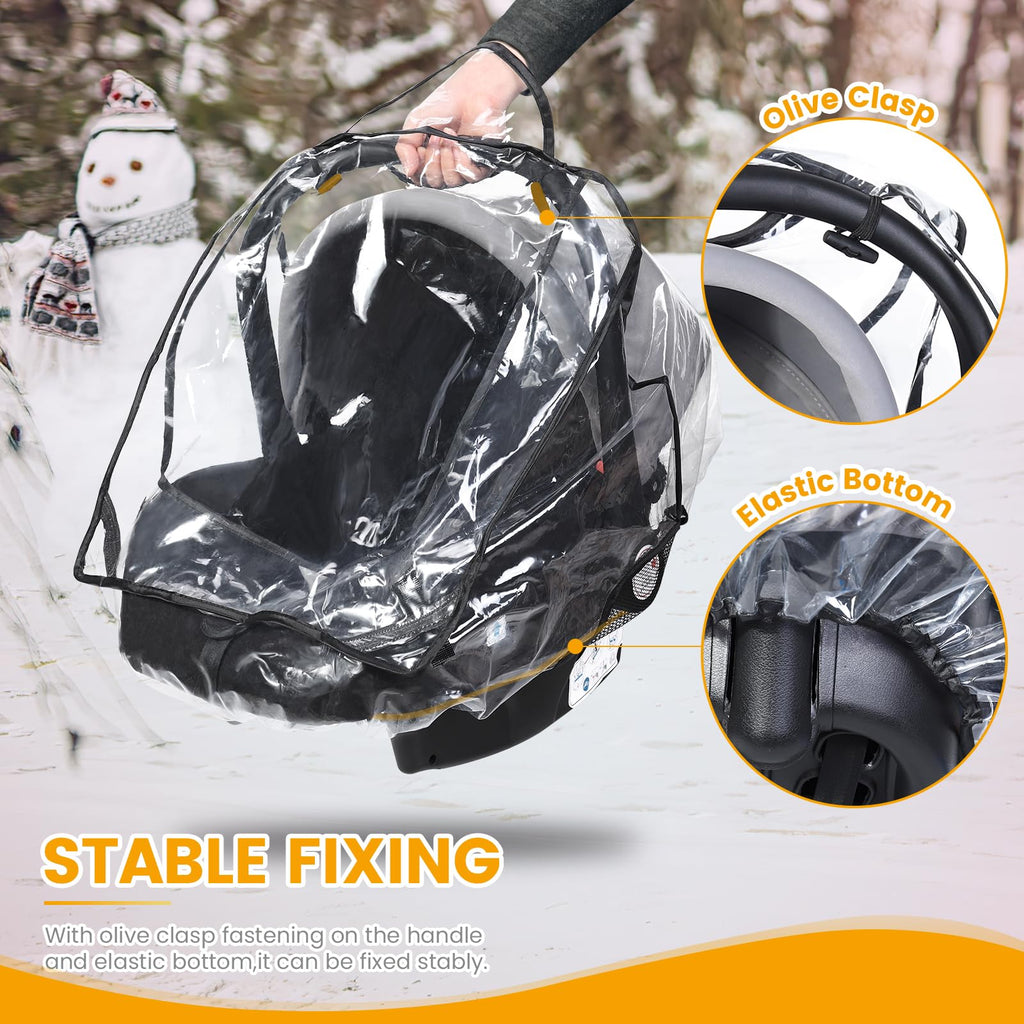 Car Seat Rain Cover Universal, Food Grade EVA, Waterproof Weather Shield for Infant Car Seat with Storage Bag, Baby Car Seat Stroller Rain Cover Features Side Ventilation, Quick-Access Roll-Up Door