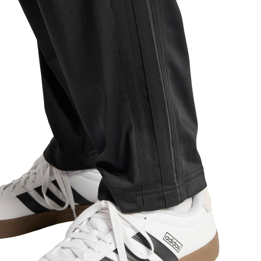 Adidas Mens 3-Stripes Tricot Regular Fit Open Hem Sportswear Track Pants, Black/Black, Large
