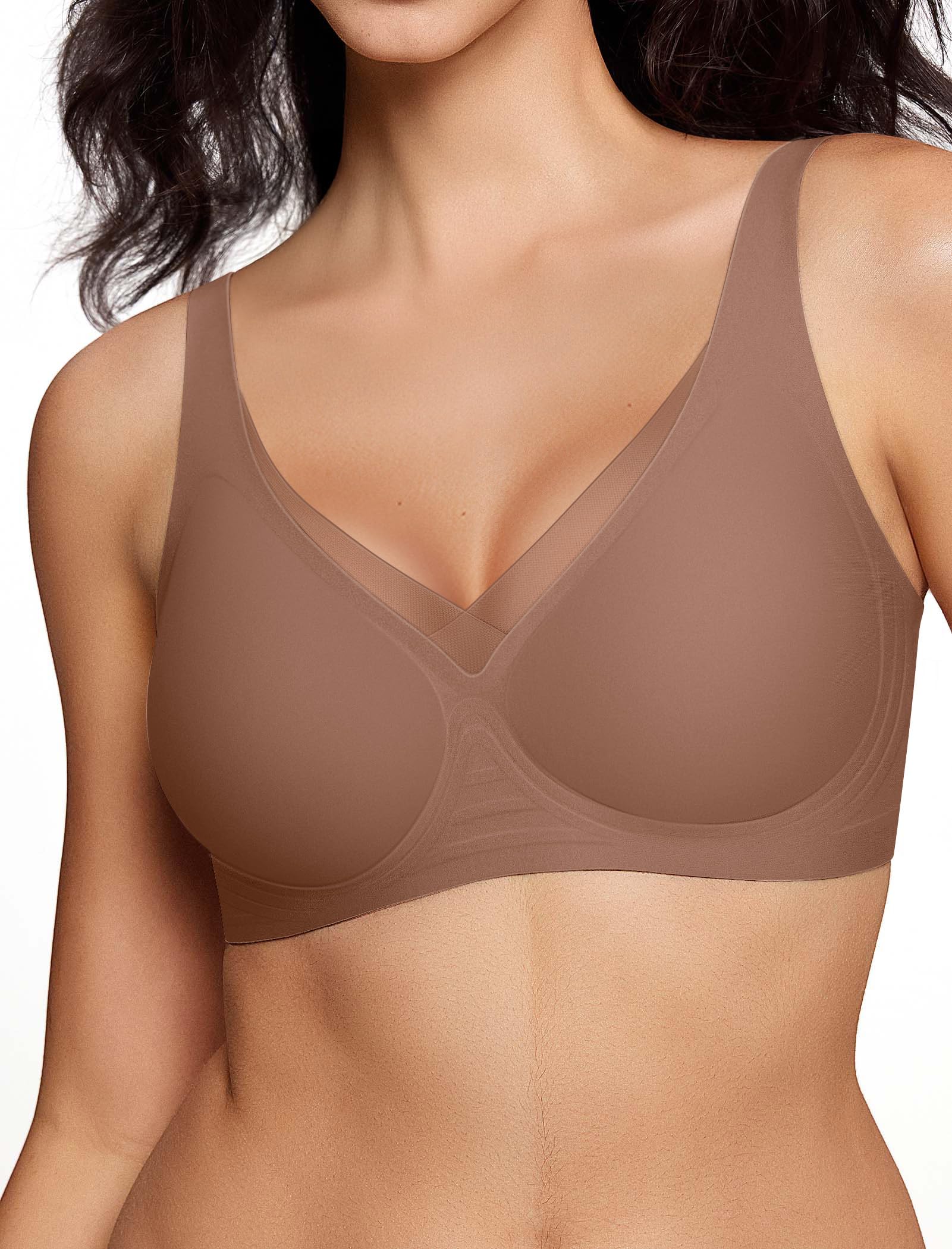ProKloud Wireless Bra for Women No Underwire Deep V Mesh Bras Seamless Comfortable Push Up Bralettes with Support and Lift