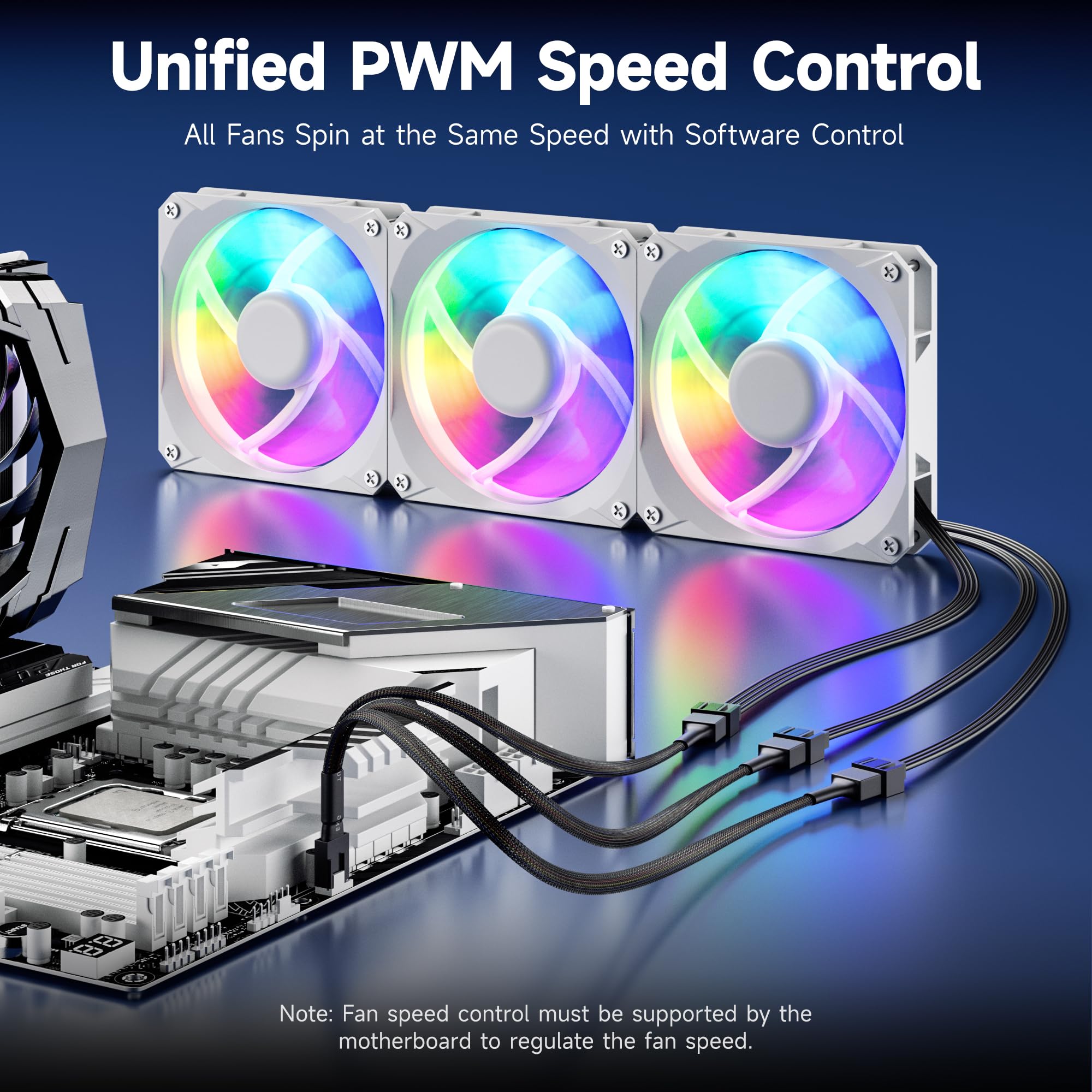 Cable Matters 2-Pack 3 Way 4 Pin PWM Fan Splitter Cable - 12 Inches / 30cm, 1x PWM-Controlled with 2 Follower, PC Fan Splitter 1 to 3 Converter