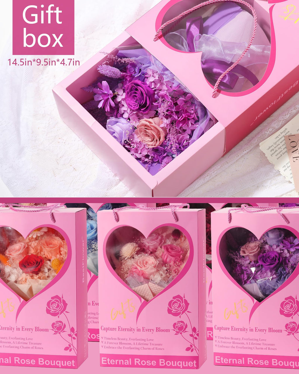 Valentines Day Flowers Gifts for Her Women,Flowers Roses Bouquet Gifts for Women Wife Girlfriend and Best Friend/Flower for Delivery Prime/Purple Rose