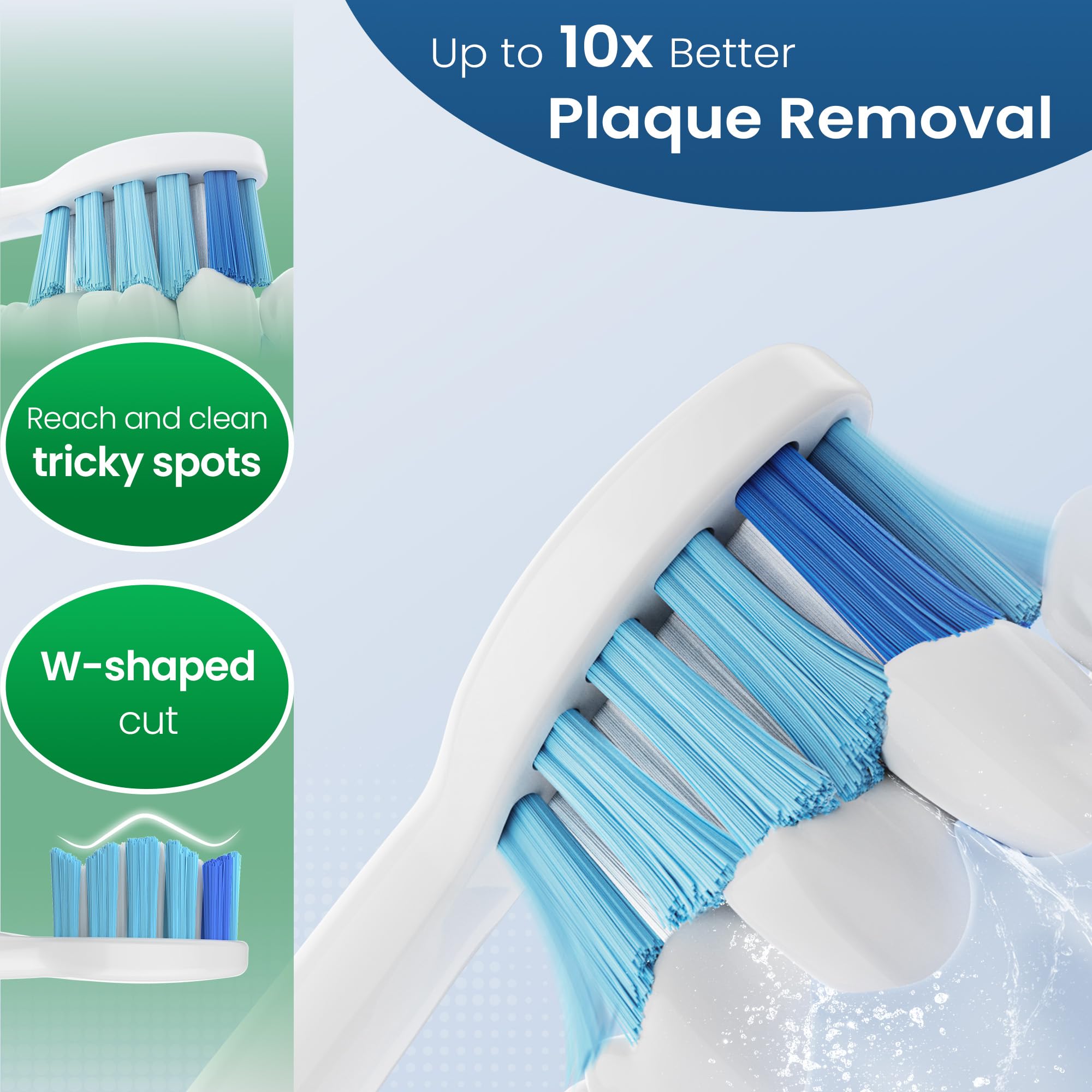 SuitShine Replacement Toothbrush Heads Compatible with Philips Sonicare and More Click-on Handles 8 Pack White