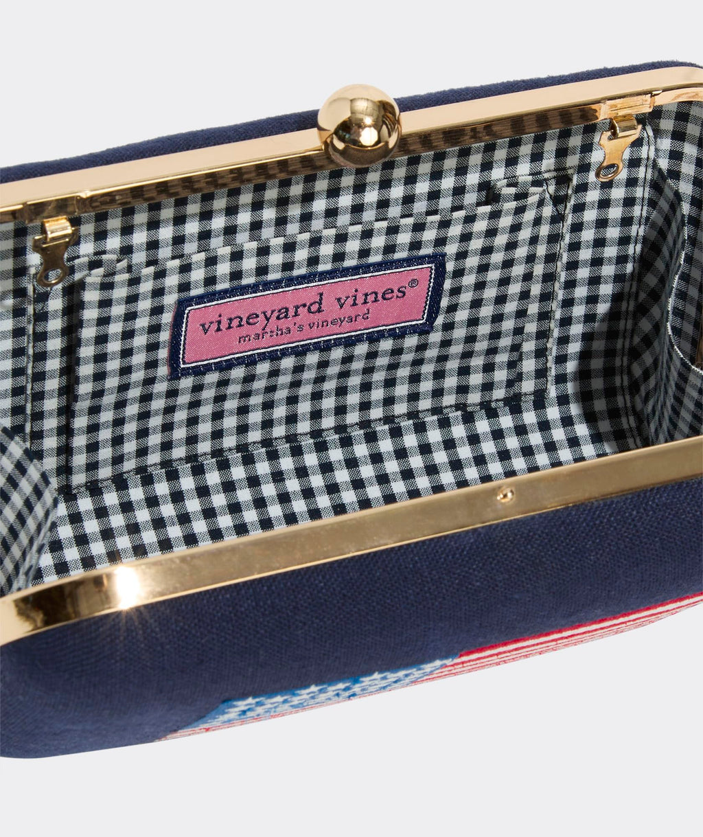vineyard vines American Flag Minaudiere, Nautical Navy, OS