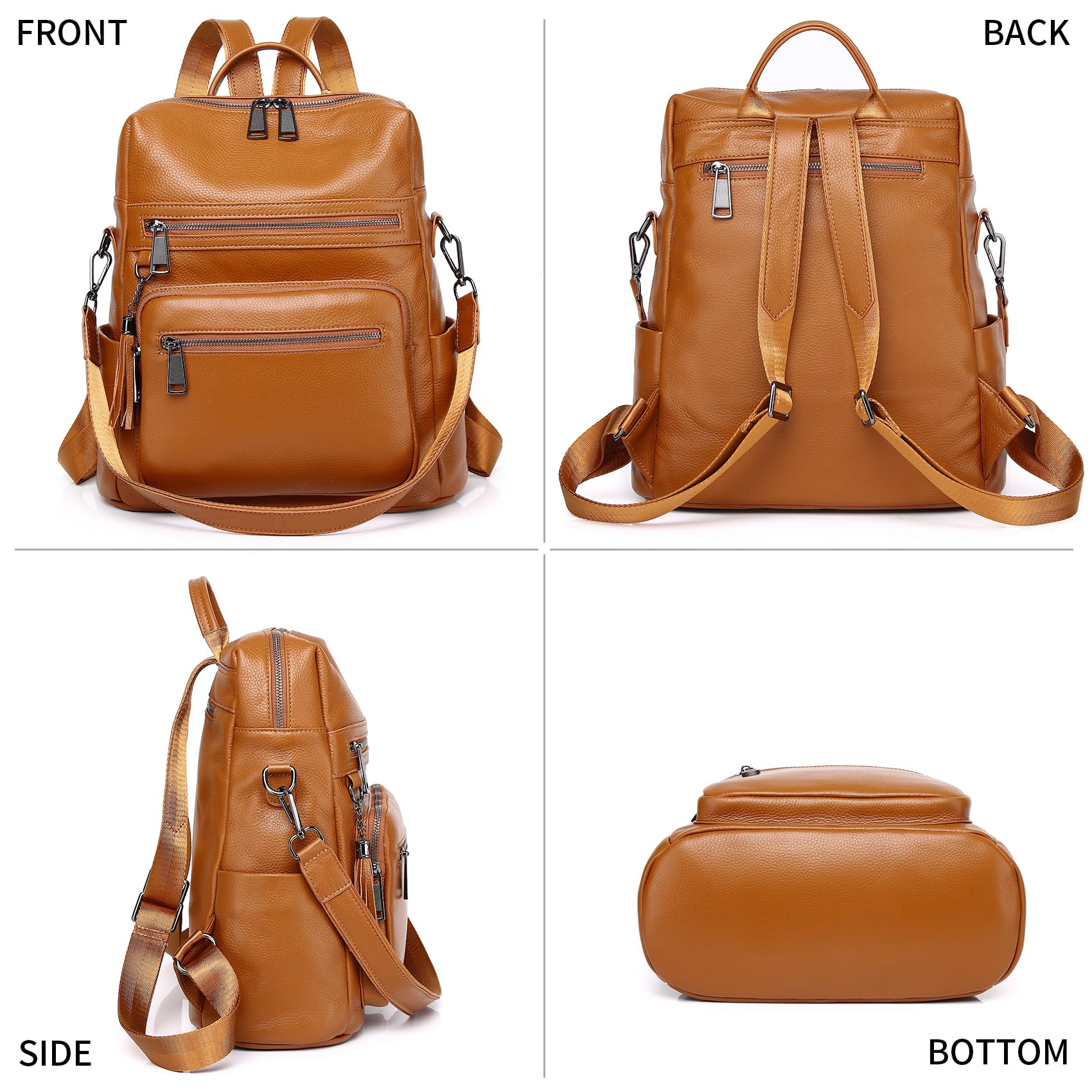 Wesccimo Genuine Leather Backpack Purse For Women