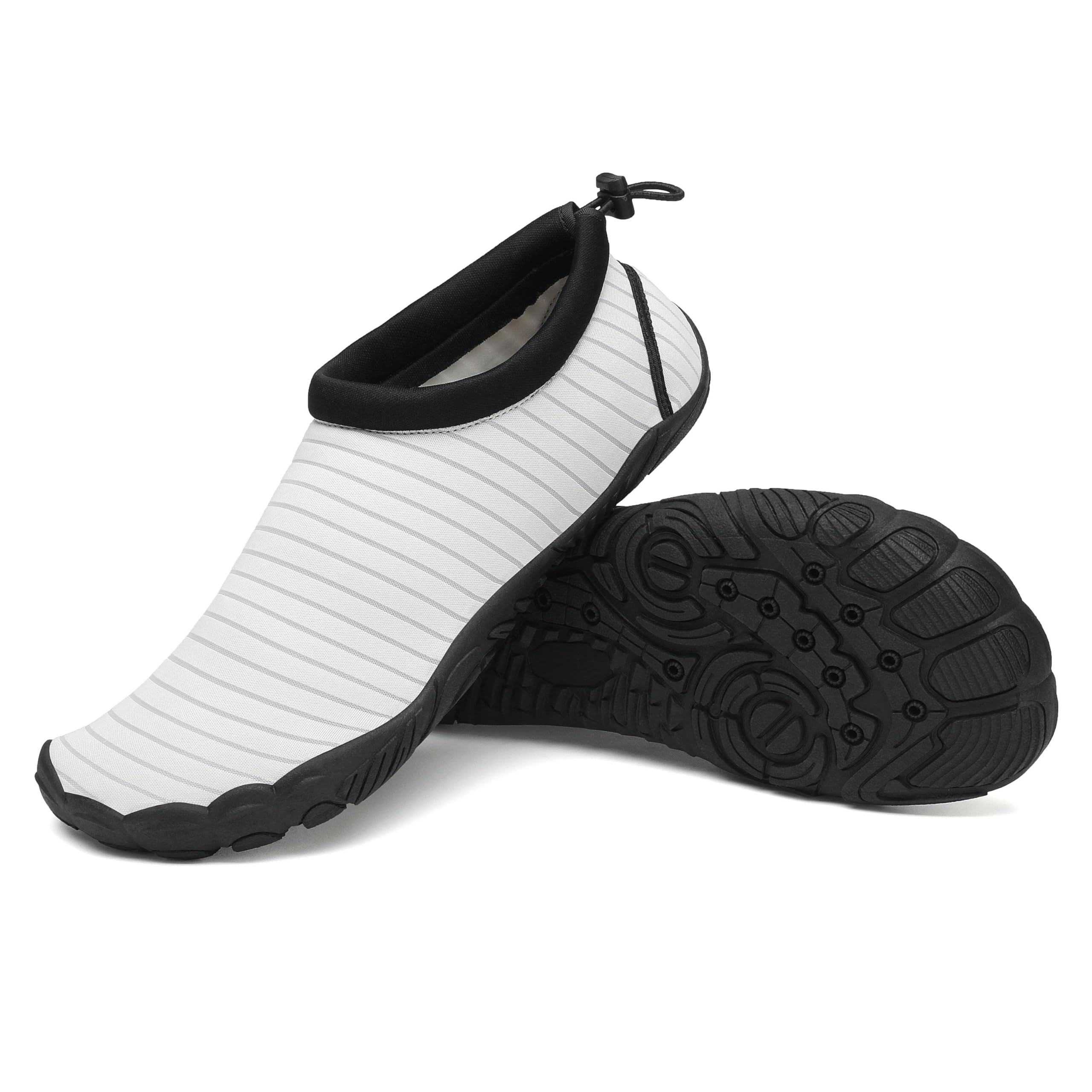 Mishansha Womens Mens Water Shoes Wide Toe Box Swim Beach Barefoot Shoes Quick Dry Non Slip Pale Grey 10 Women/8 Men