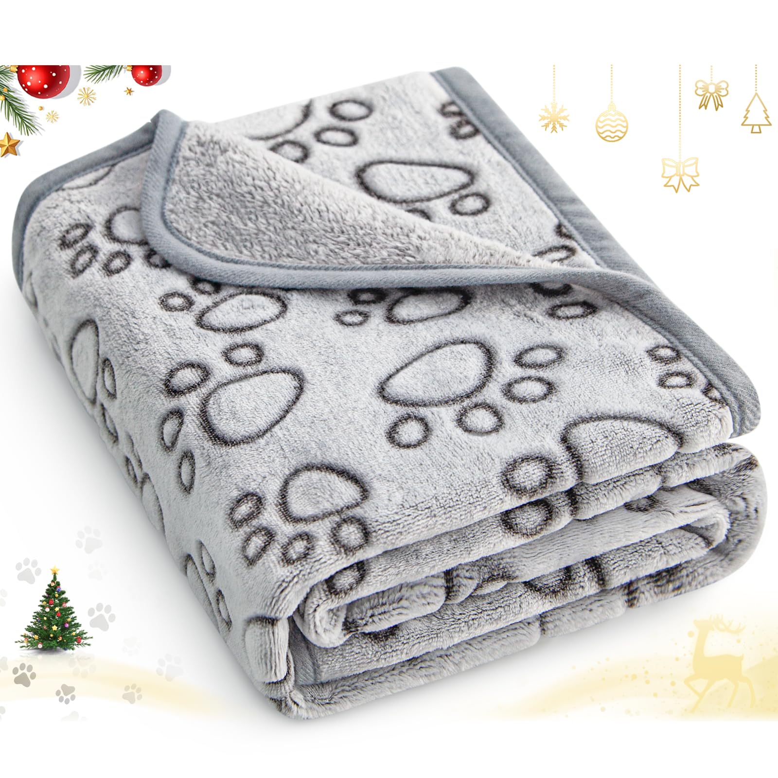 Stuffed® Premium Soft Dog Blanket Washable, 40"x32" Cat Blanket for Indoor Cats Large Medium Small Dog Puppy Essentials (Grey)
