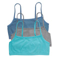 Hanes womens Cotton String Bralette, 3-pack Bra, 3 Pack - Denim Jacket Blue Heather/Concrete Heather/Ultra Blue, Large US