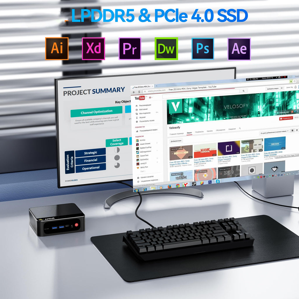 Beelink Mini PC AMD Ryzen 7 6800U Up to 4.7GHz 8C/16T, 24GB LPDDR5 RAM 500GB M.2 SSD, SER5 MAX Mini Computer Support 2.5GLAN/4K Triple Screen Display(HDMI+DP+Type-C)/WiFi6/BT5.4/Home/Office