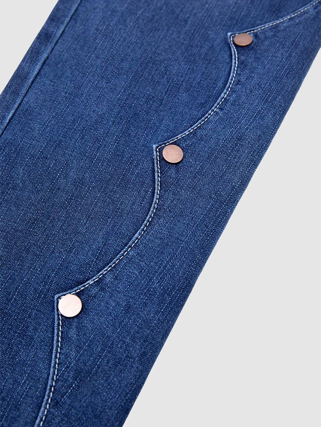 Flamingals Crop Jeans for Women Skinny High Rise Butt Lifting Raw Hem Embroiderd Ankle Jeans Decor Navy Blue M
