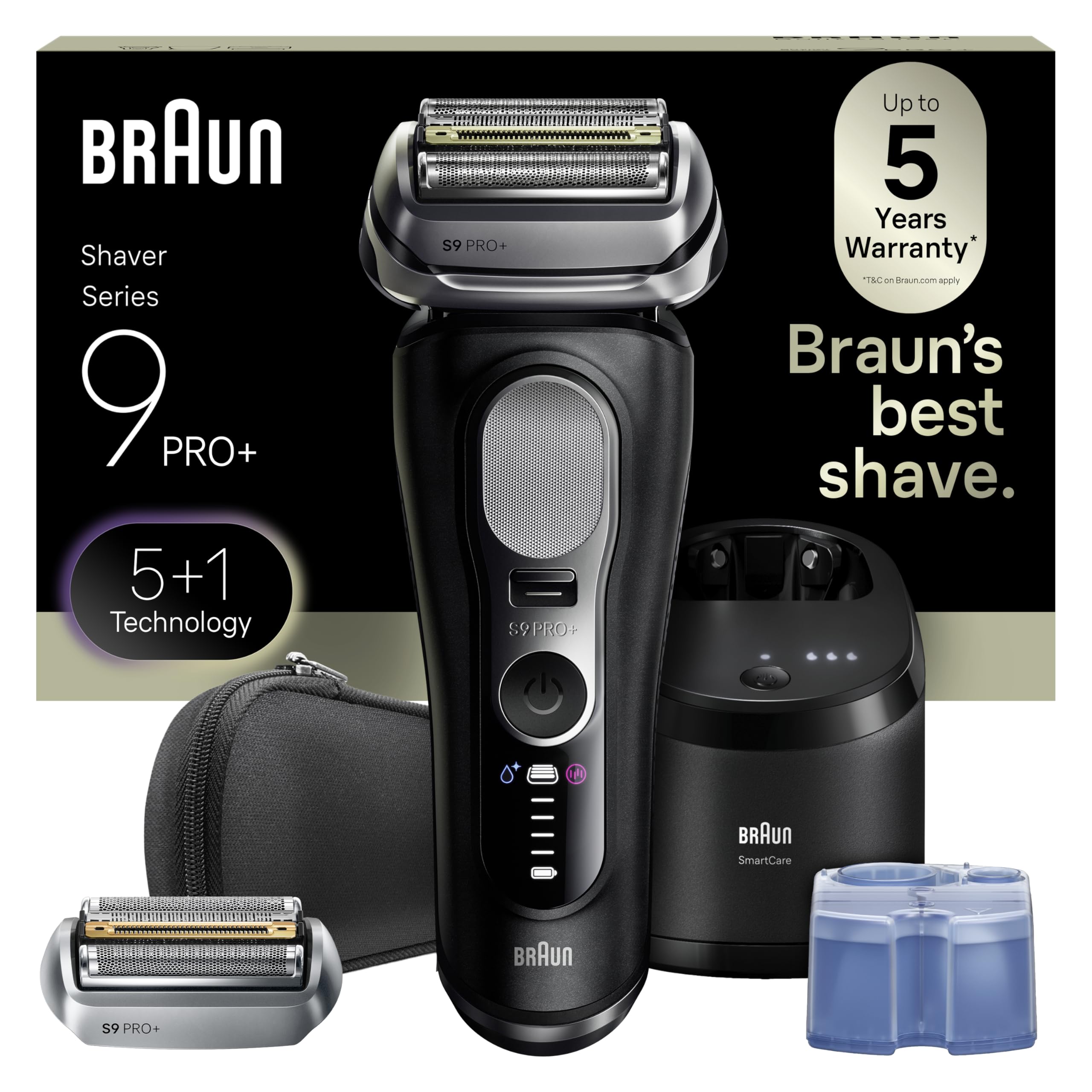 Braun Series 9 PRO+ Electric Shaver, Pro SensoAdapt, 6in1 SmartCare Center, Wet & Dry Razor, 9660CCPS, Black