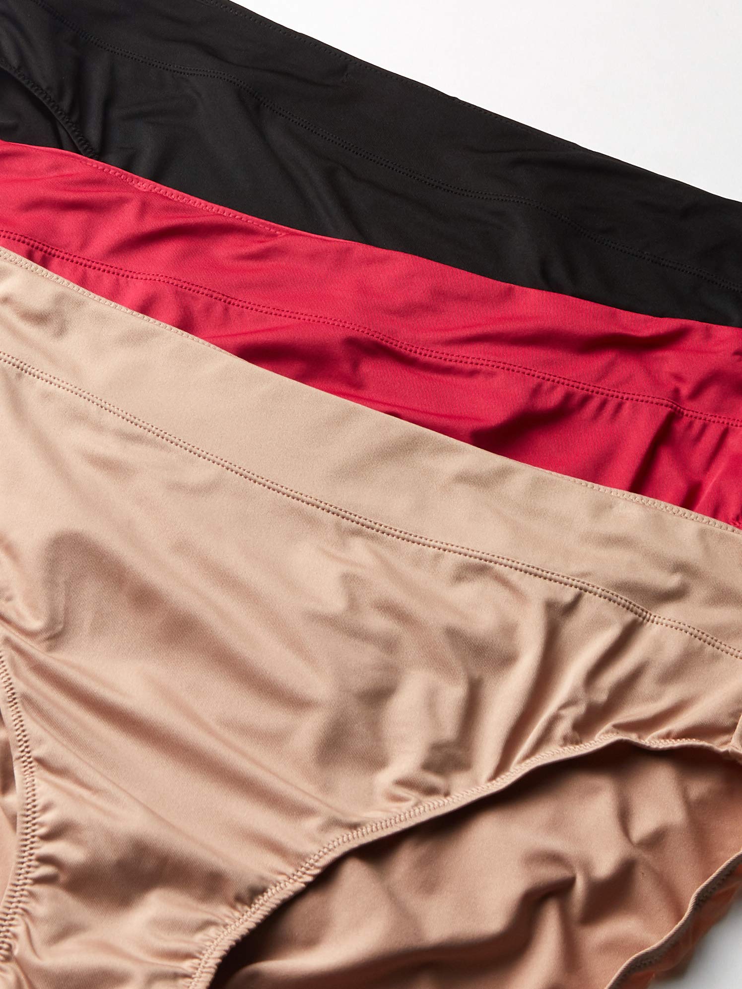 Warner's womens Blissful Benefits Dig-free Comfort Waistband Microfiber Hi-cut 3-pack 5138w Underwear, Black/Toasted Almond/Vivacious, Large US