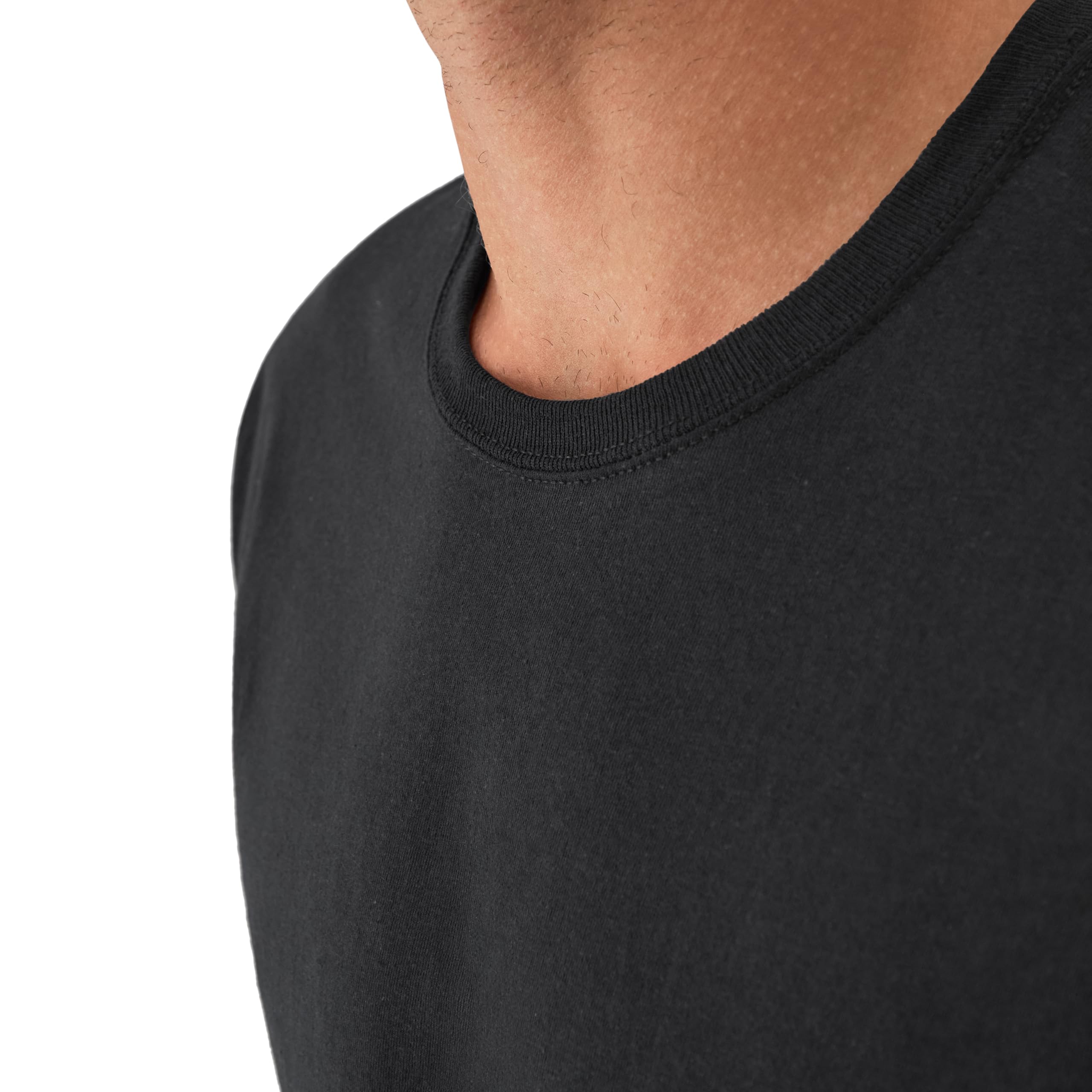 Hanes Mens Cotton, Moisture-wicking Crew Tee Undershirts, Multi-packs, Black/Grey/Blue Assorted - 6 Pack, Large US