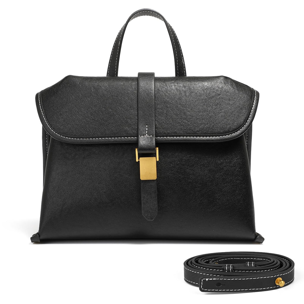 Genuine Leather Crossbody Bags for Women, Soft Handbags Shoulder Bag Top Handle Bag for Women(Black)