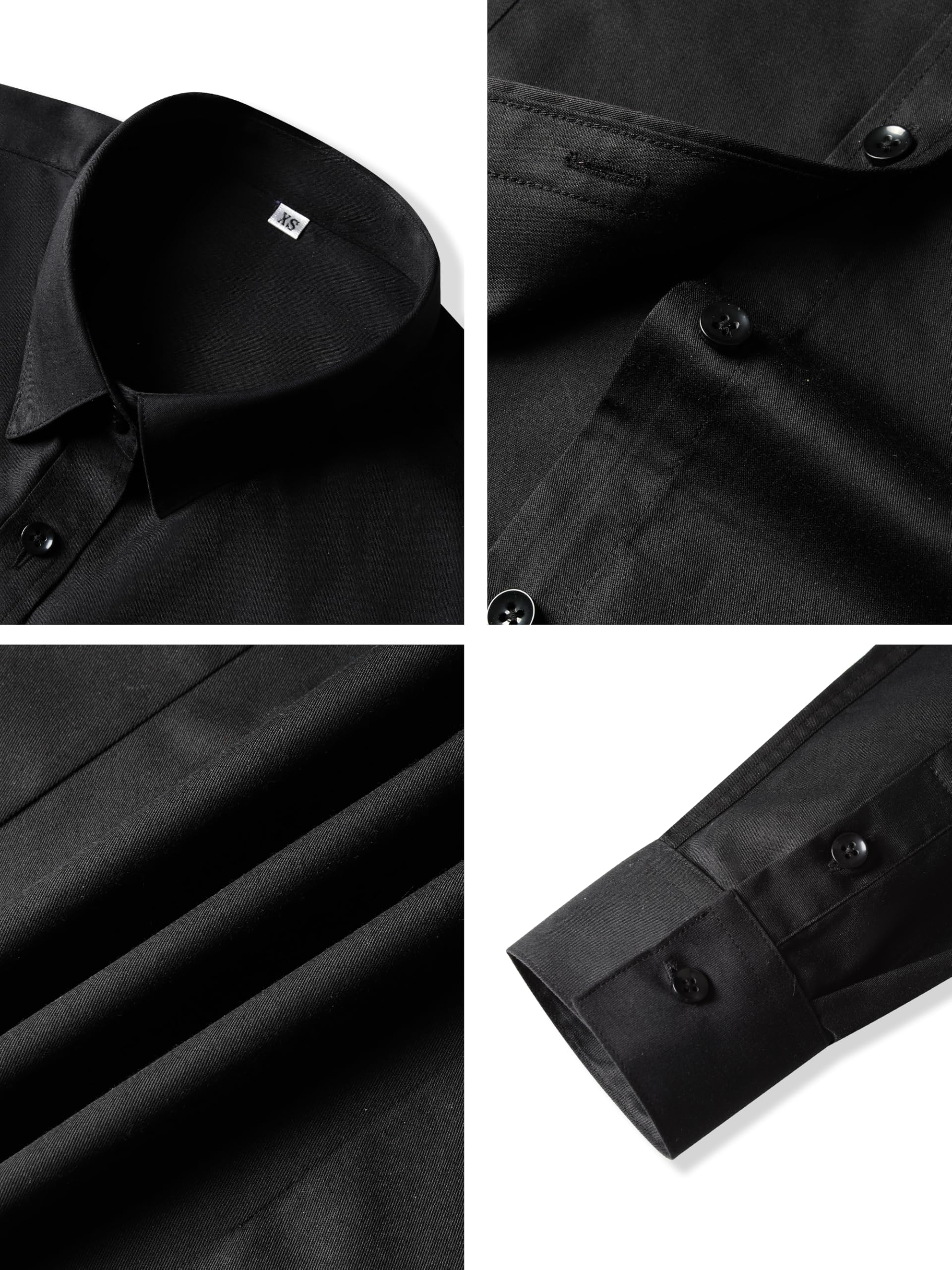 CUNLIN Blouses & Button-Down Shirts Women Cotton Collared Long Sleeve Dressy Casual Tops Womens Oxford Button up Down Dress Shirt Collar Work Office Blouse Vneck Tunic top Plus-Size 2X Black Size XXL