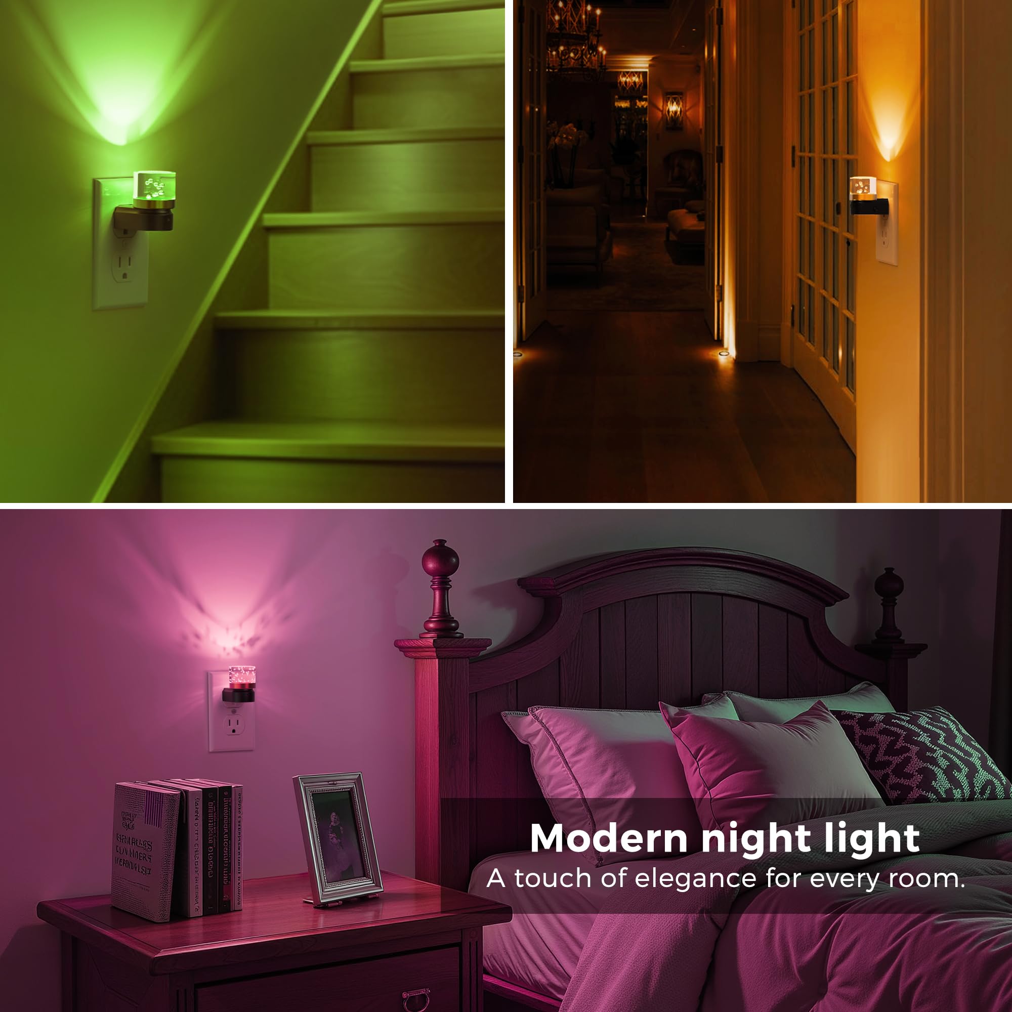 L LOHAS LED Night Light, Night Lights Plug into Wall, Color Changing Nursery Nightlight RGB with Dusk to Dawn Sensor, Nightlight Plug in Wall for Halloween, Christmas, Holiday, Hallway Bedroom Kids