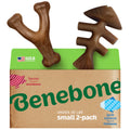 Benebone 2-pack Fishbone/Wishbone Durable Dog Chew Toys, Real Fish, Real Bacon, Made in USA, Small