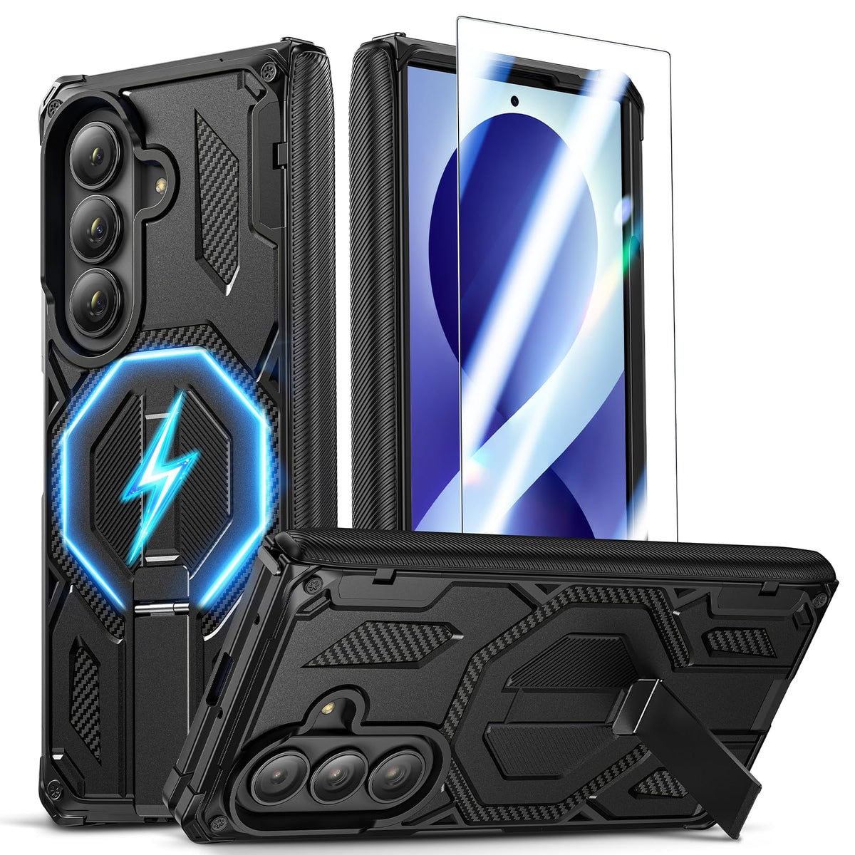 for Samsung Galaxy Z Fold 8 Ultra Case with Invisible Kickstand, Black