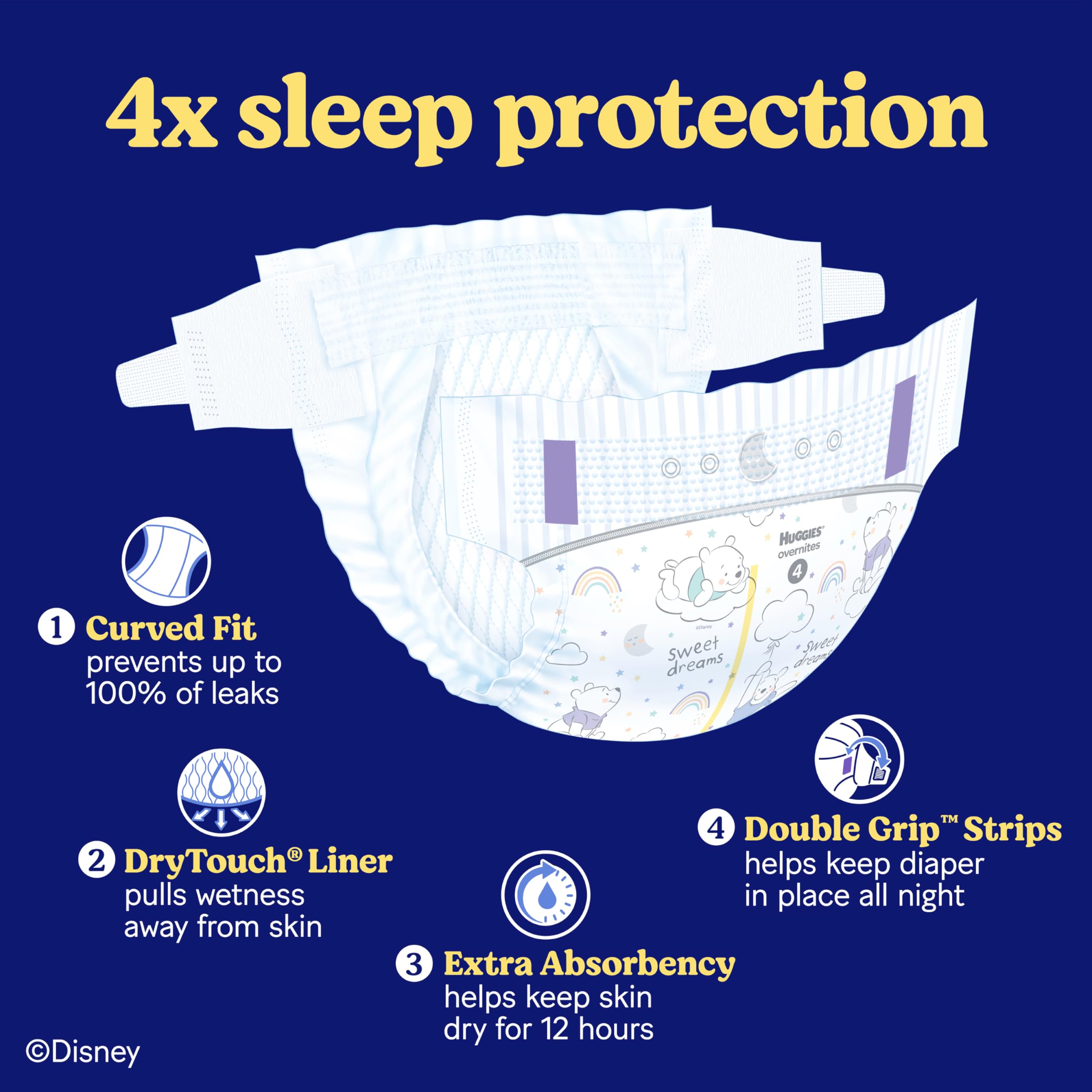 Huggies Overnites Size 3 Overnight Diapers (16-28 lbs), 66 Ct, Packaging May Vary
