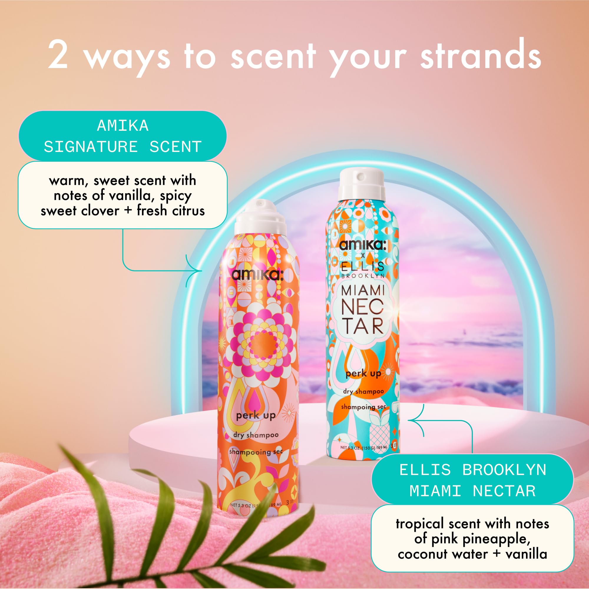 amika x Ellis Brooklyn Miami Nectar Perk Up Dry Shampoo, 5.3oz | limited edition | talc free, refreshes roots, absorbs oil, invisible finish | for all hair types (spray nozzle may vary)