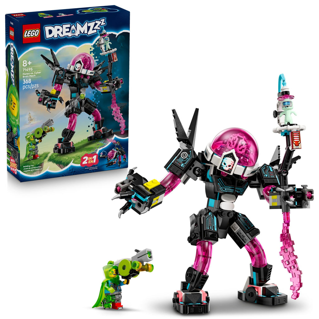 LEGO DREAMZzz Mateo vs. Cyber Brain Mech Robot Building Toy for Kids - Pretend Play Set W/Matteo & Dreamling Toy Figures for Boys & Girls, Ages 8+ - 2 Ways to Build - Gift Idea for Birthdays - 71495