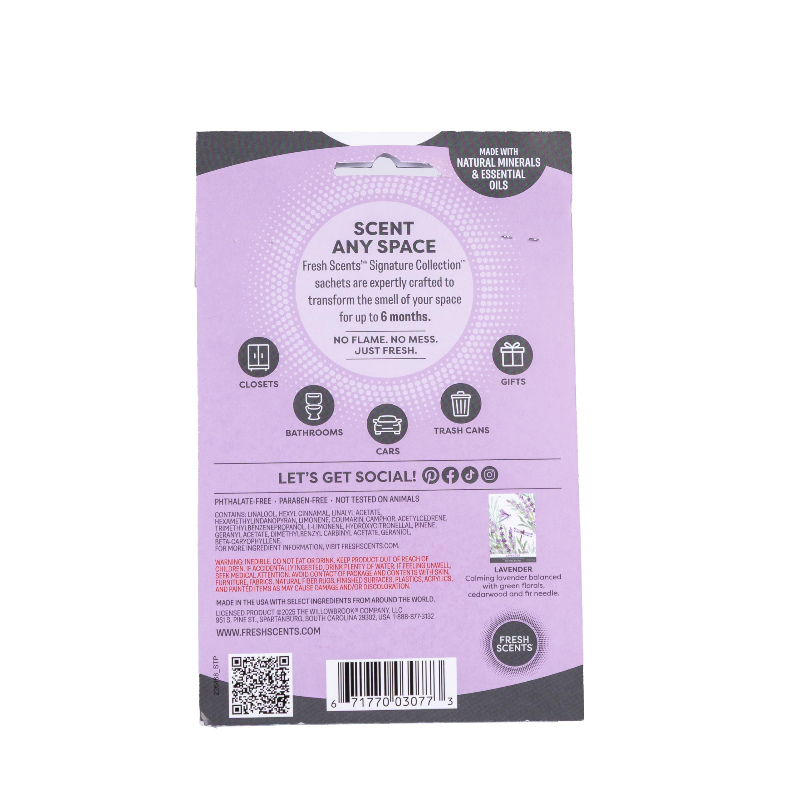 Fresh Scents Scented Sachets | Lavender | Home Fragrance | Long Lasting (Up to 6 Months) | Air Freshener for Closets, Drawers, & Cars | 6 Pack
