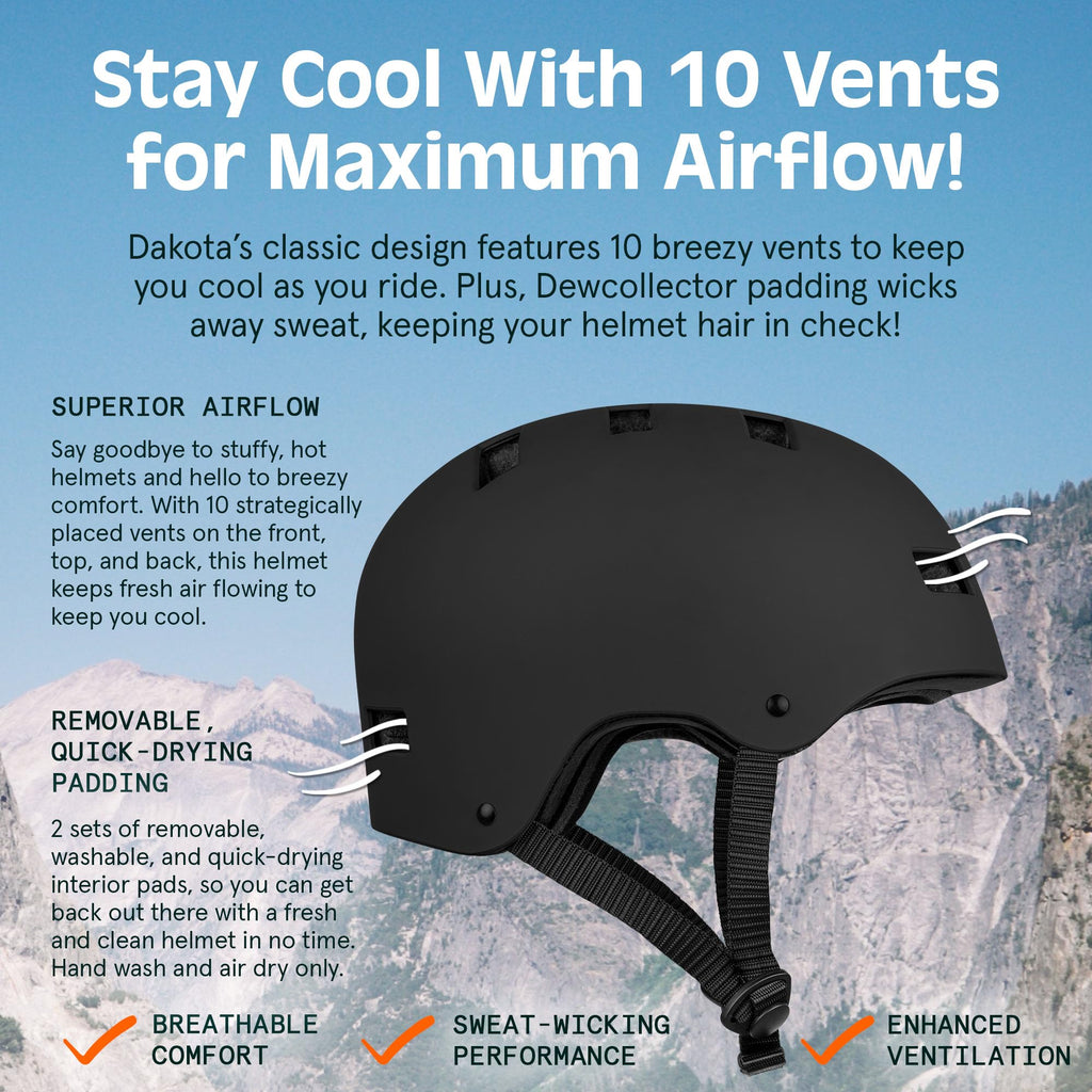 Retrospec Dakota Bicycle / Skateboard Helmet for Adults - Commuter, Bike, Skate, Scooter, Longboard & Incline Skating - Highly Protective & Premium Ventilation- Large- Matte Black