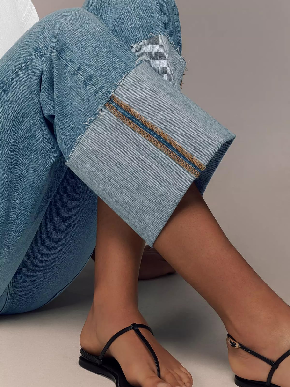 KUNMI Jeans for Women Wide Leg Baggy High Waist Boyfriends Straight Leg Stretchy Denim Pants Trendy Fall 2026 Myosotis 4