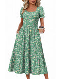 Zeagoo Plus Size Summer Dresses Short Sleeve Midi Dress Floral Sundresses for Beach Vacation Long Dress with Pockets Tiered Dresses XXL