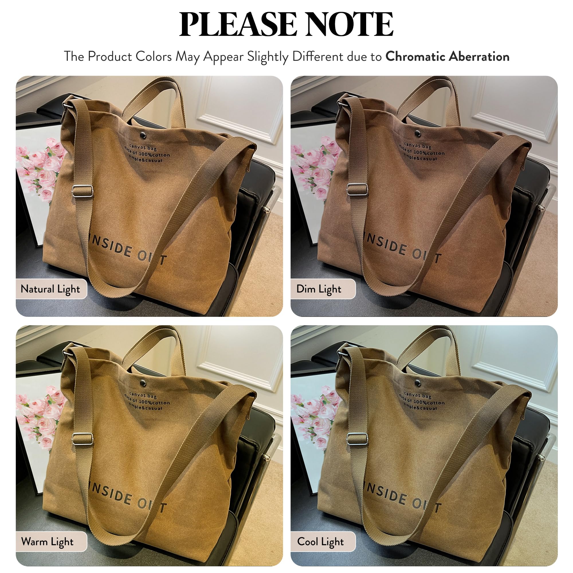 Large Tote Bag for Women, Canvas Bag Women Gift, Fashion Crossbody 16oz Cotton Bag, Large Capacity Shoulder Bag