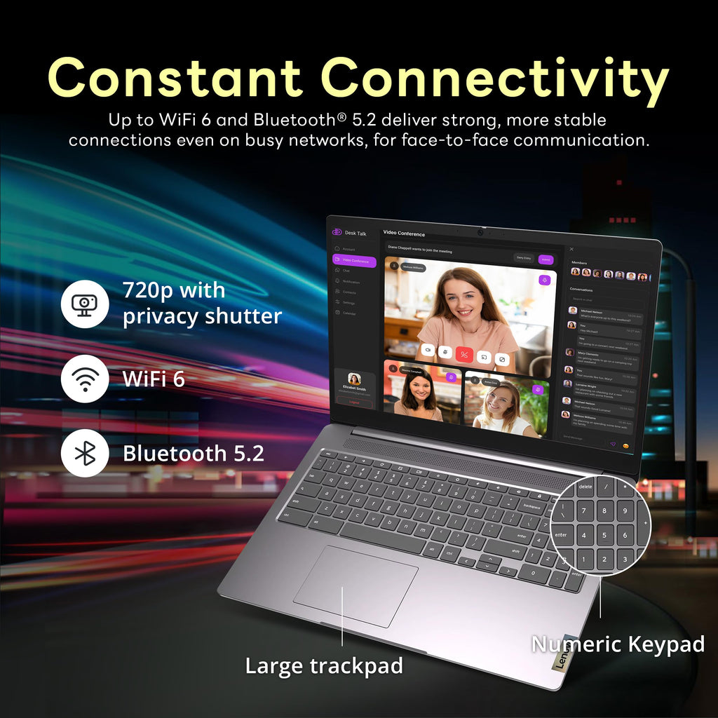 Lenovo Ideapad 3 15.6" FHD Chromebook, Intel Celeron N4500, 4GB RAM, 352GB Storage (64GB SSD+288GB Docking Station Set), ‎Intel UHD Graphics, Full Size Keyboard, Chrome OS, Artic Gray