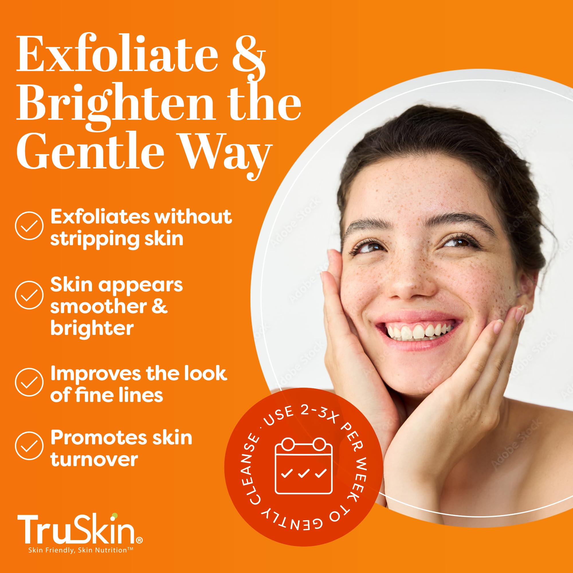 TruSkin Vitamin C Face Scrub & Face Exfoliator - Brightening Facial Scrub with Bora Bora White Sand & Yuzu Lemon - Smooths Texture and Reveals Softer-Looking Skin, 4 fl oz
