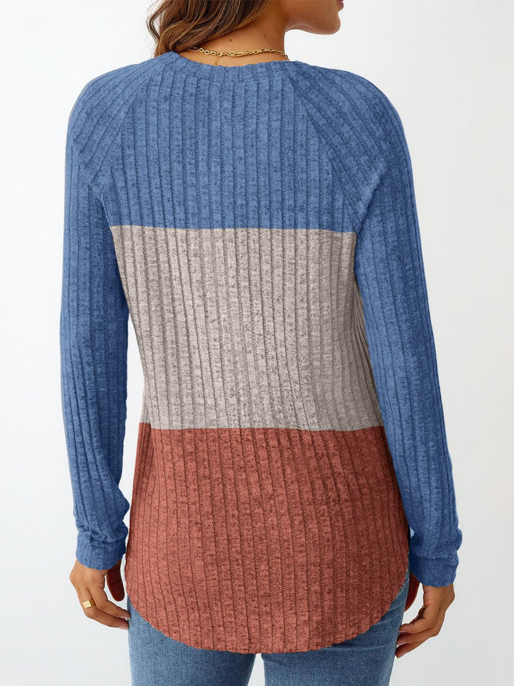 NORACORA Long Sleeve Shirts for Women Crew Neck Tunic Tops Loose Fit Lightweight Pullover Sweaters Trendy Sweatshirts 2025 Blue-caramel XXL