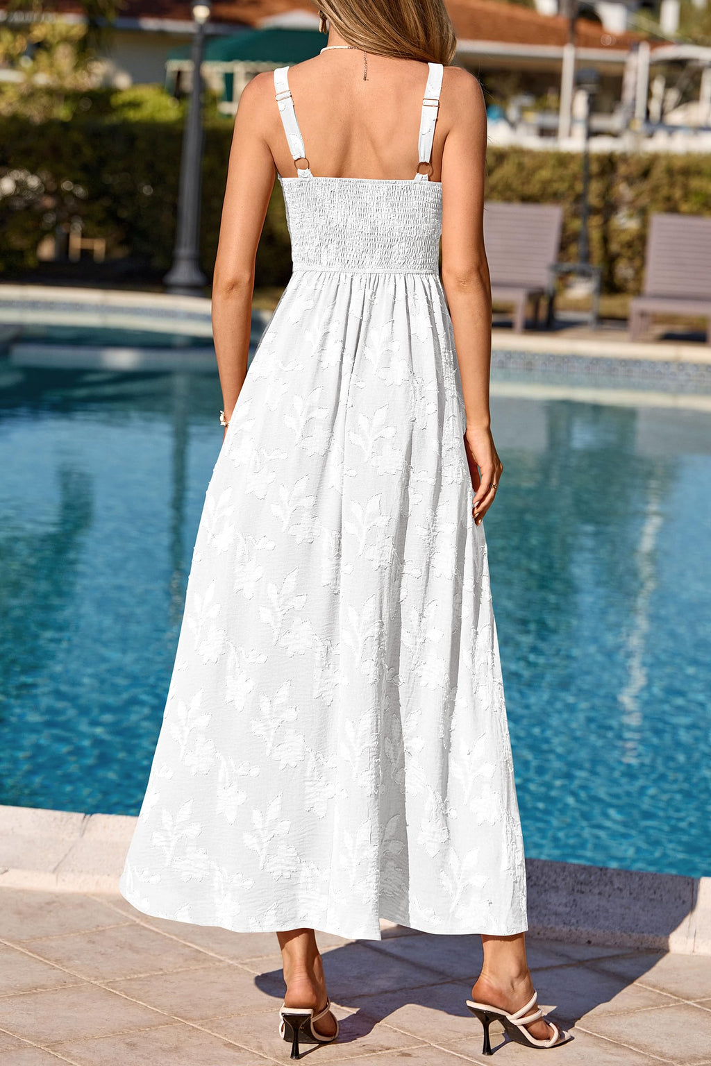 PRETTYGARDEN Womens Summer Maxi Dresses 2026 Casual Sleeveless Square Neck Formal Wedding Guest Beach Vacation Boho Dress (White,L)