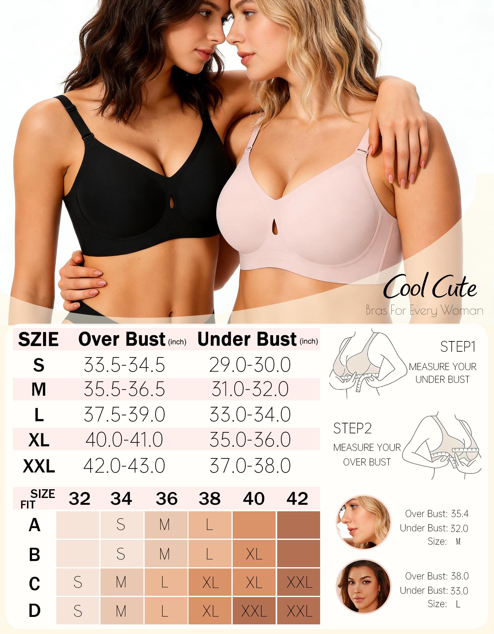 Sexy Jelly Push Up Wireless Bras for Women Everyday No Underwire Black M