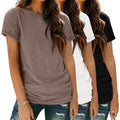 Zeagoo Basic Tees for Women 3 Pack Short Sleeve Shirts Plain T Shirts Cotton Shirts Casual Summer Tops Crewneck Blouses