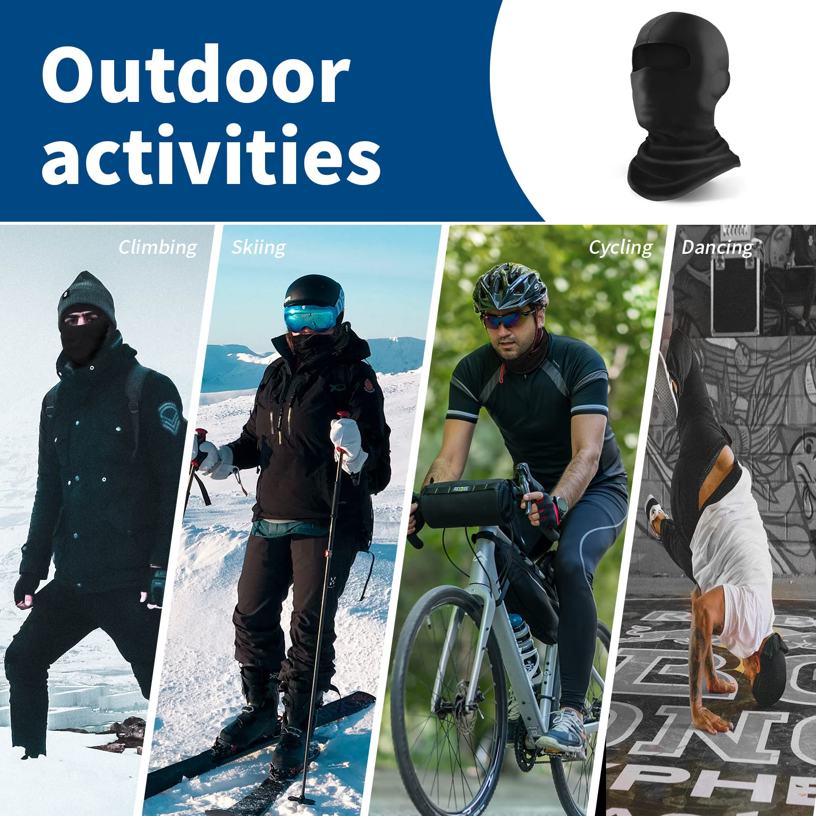 YESLIFE Balaclava Black Ski Mask for Men and Women, Winter Face Mask, Shiesty for Skiing, Snowboarding & Motorcycle, Black