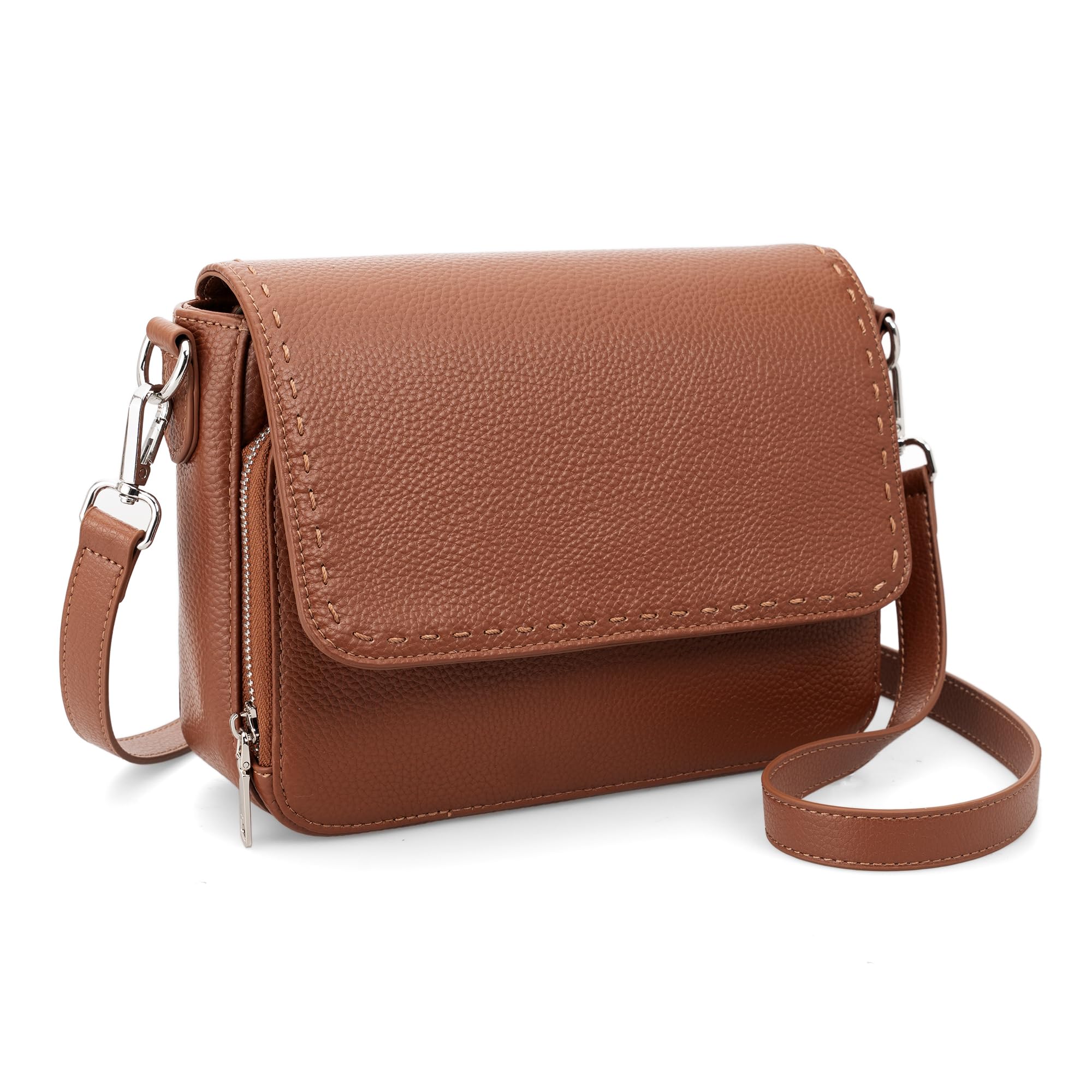 befen Genuine Leather Purses for Women Brown RFID Crossbody Bag for Travel Soft Medium Crossbody Wallet Trandy Leather Purse with Built in Wallet Womens Shoulder Handbag with Adjustable Strap