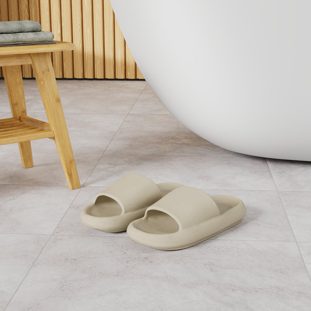 BRONAX Pillow Slippers for Women and Men | House Slides Shower Sandals | Cushioned Thick Sole 42-43 Khaki