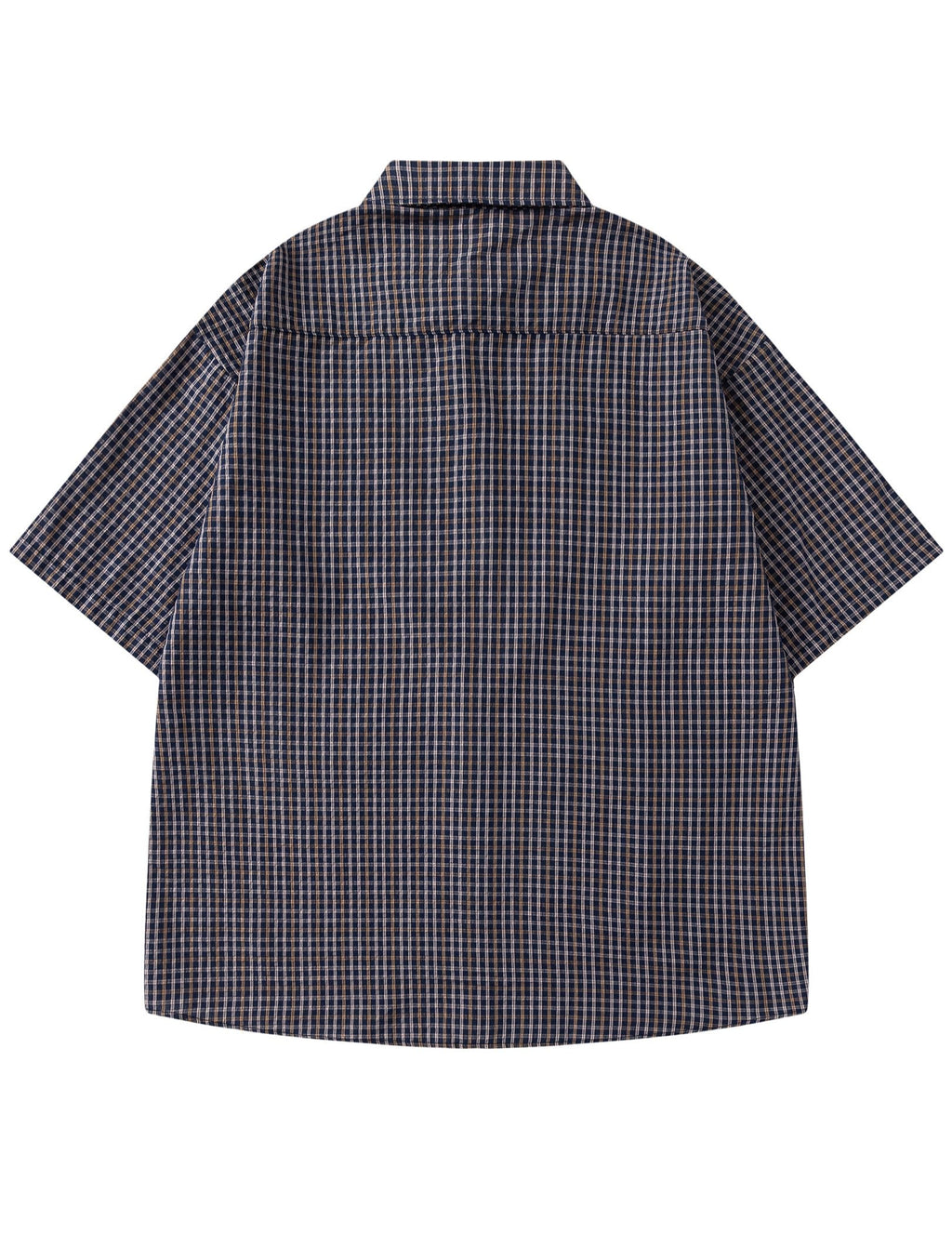 Vamtac Mens Button Down Shirts - Short Sleeve Shirt, Novelty Y2k Outfits, Plaid Tops Blue Brown