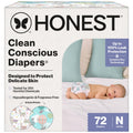 The Honest Company Comfort Dry Disposable Diapers for Sensitive Skin, Hypoallergenic, Above It All + All The Alpacas, Club Box Size Newborn 72 Count