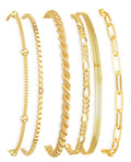 DEARMAY 14K Gold Plated Bracelets for Women Jewelry Sets Stack Trendy Dainty Stackable Paperclip Rope Snake Box Figaro Chain Bracelets Pack Costume Fashion Gifts