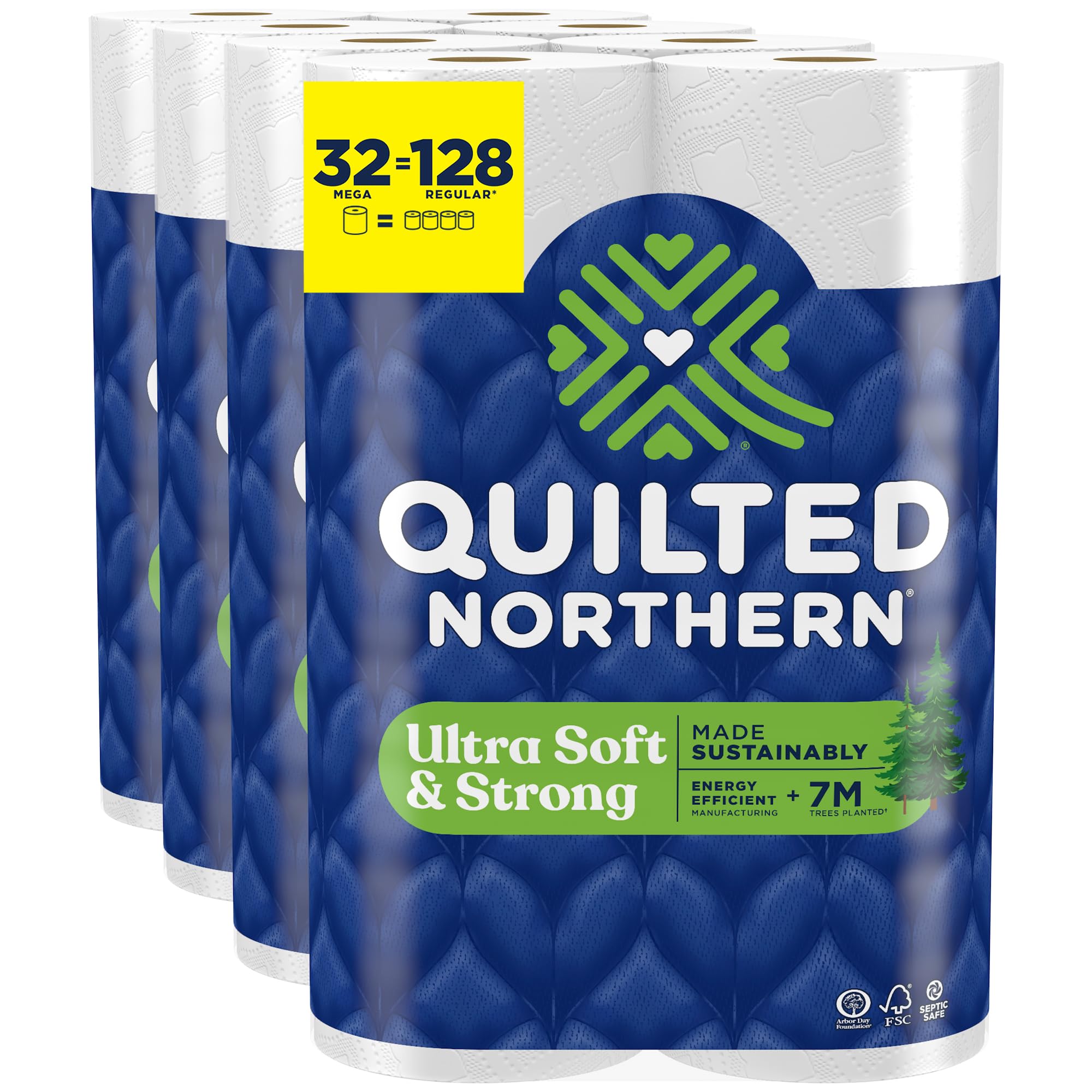 Quilted Northern Ultra Soft & Strong Toilet Paper, 32 Mega Rolls = 128 Regular Rolls, 5X Stronger*, Premium Soft Toilet Tissue