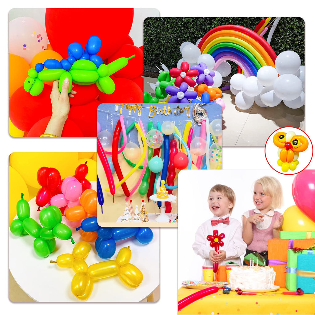 Blue Magic Modelling Balloons - 260 Pack Shiny Thick Latex for Balloon Animals, Baby Boy's Birthday or Shower