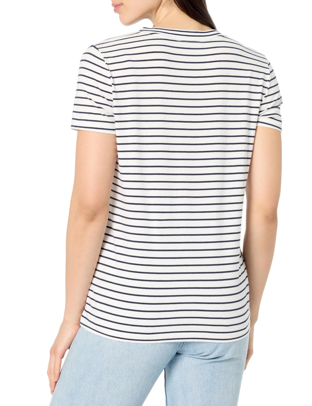 Nautica Jeans Women's V-Neck T-Shirt, Bright White/Night Sky, M